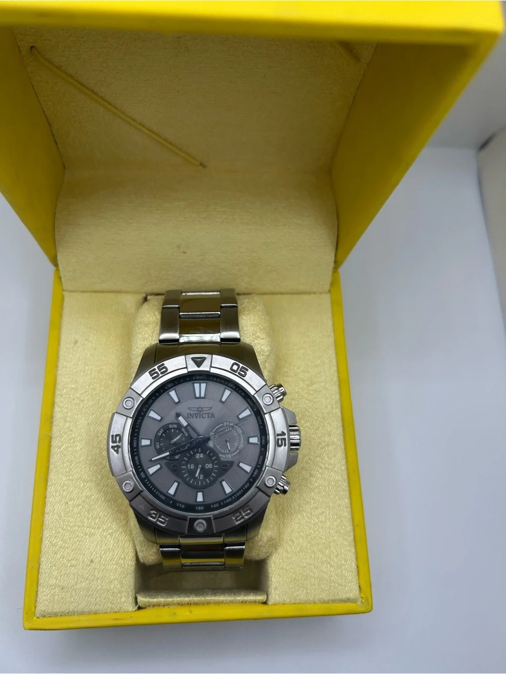Invicta Men’s Silver Stainless Steel Chronograph Watch